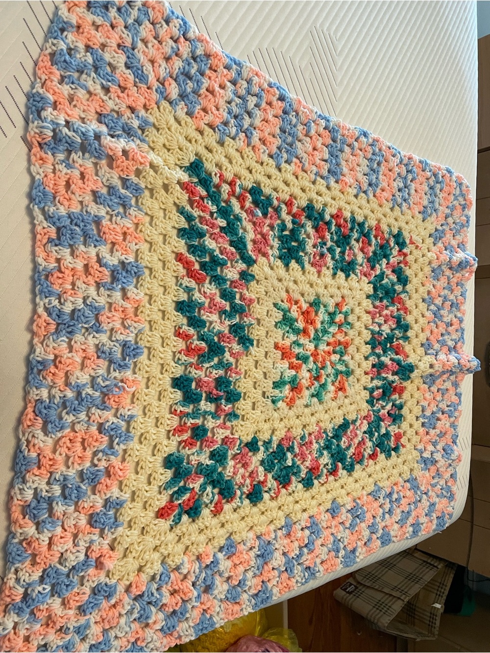 33” Handmade Kids Crochet granny square Blanket - Pastel Multicolor